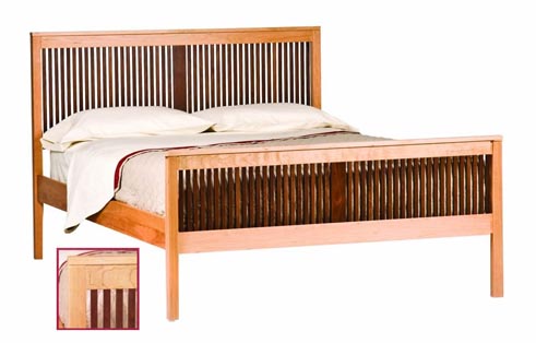 Heritage Shaker King Bed in Natural Cherry and Walnut