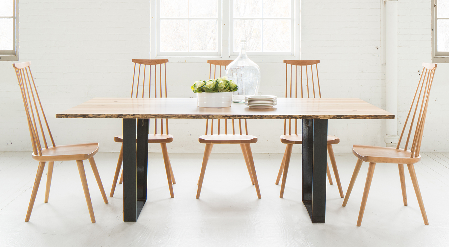 wooden dining table and chair set by Lyndon Furniture