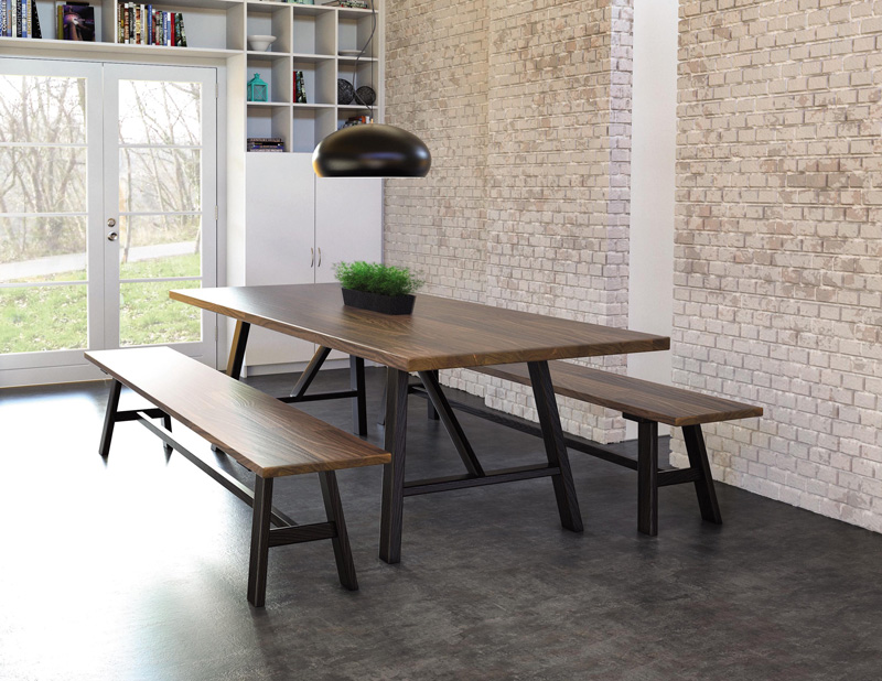 farmhouse table with benches