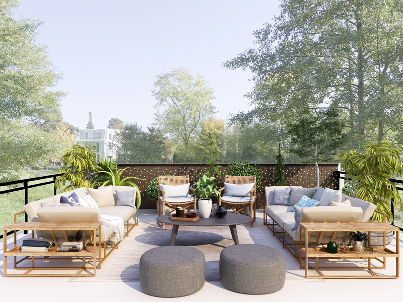fully furnished outdoor patio