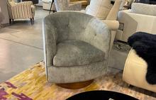 Roxy Swivel Chair in Blue Grey Velvet by Thayer Coggin